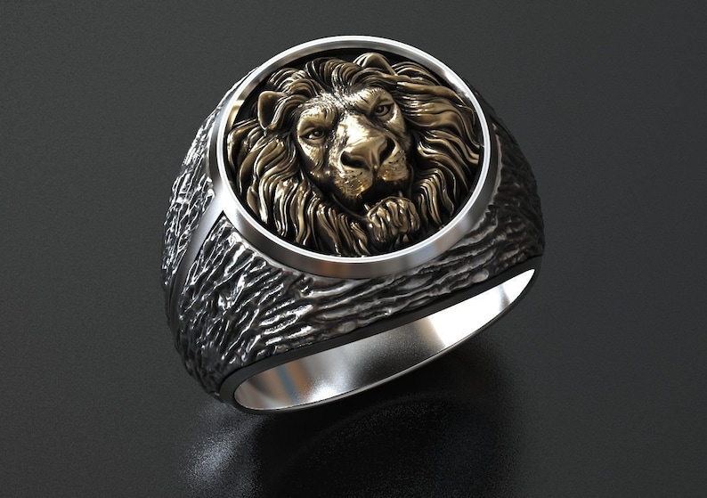 Stylish Male Ring With a Lion 925 Sterling Silver Lion Head Etsy