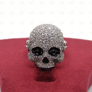 2.64 Ct.tw White Round Cut Diamond Simulants Skull Engagement Wedding Ring 925 Sterling Silver - Skull Punk Ring - Gothic Ring - Skull Gift