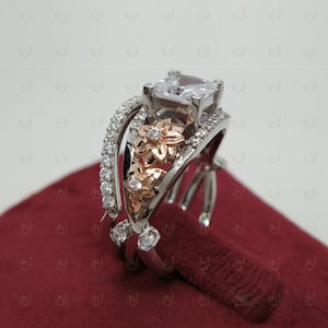 2.50 CT Princess Cut Diamond Floral Bridal Set Engagement Ring, Unique Womens Wedding Band Set, Anniversary Ring, Womens Anniversary Gifts