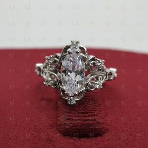 1 CT Marquise Cut Ring Unique Ring Solitaire Engagement Wedding Ring Sterling Silver Ring Edwardian Style Wedding Engagement Ring Gift Ring