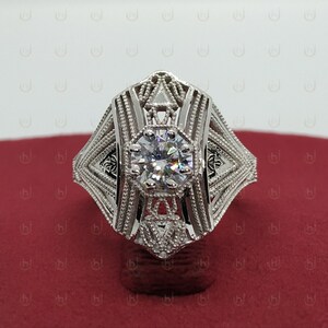 Vintage 2 Ct Round Cut Diamond Wedding Engagement Ring In 925 Sterling Silver, Antique Engagement Ring, Art Deco, Estate Anniversary Gifts