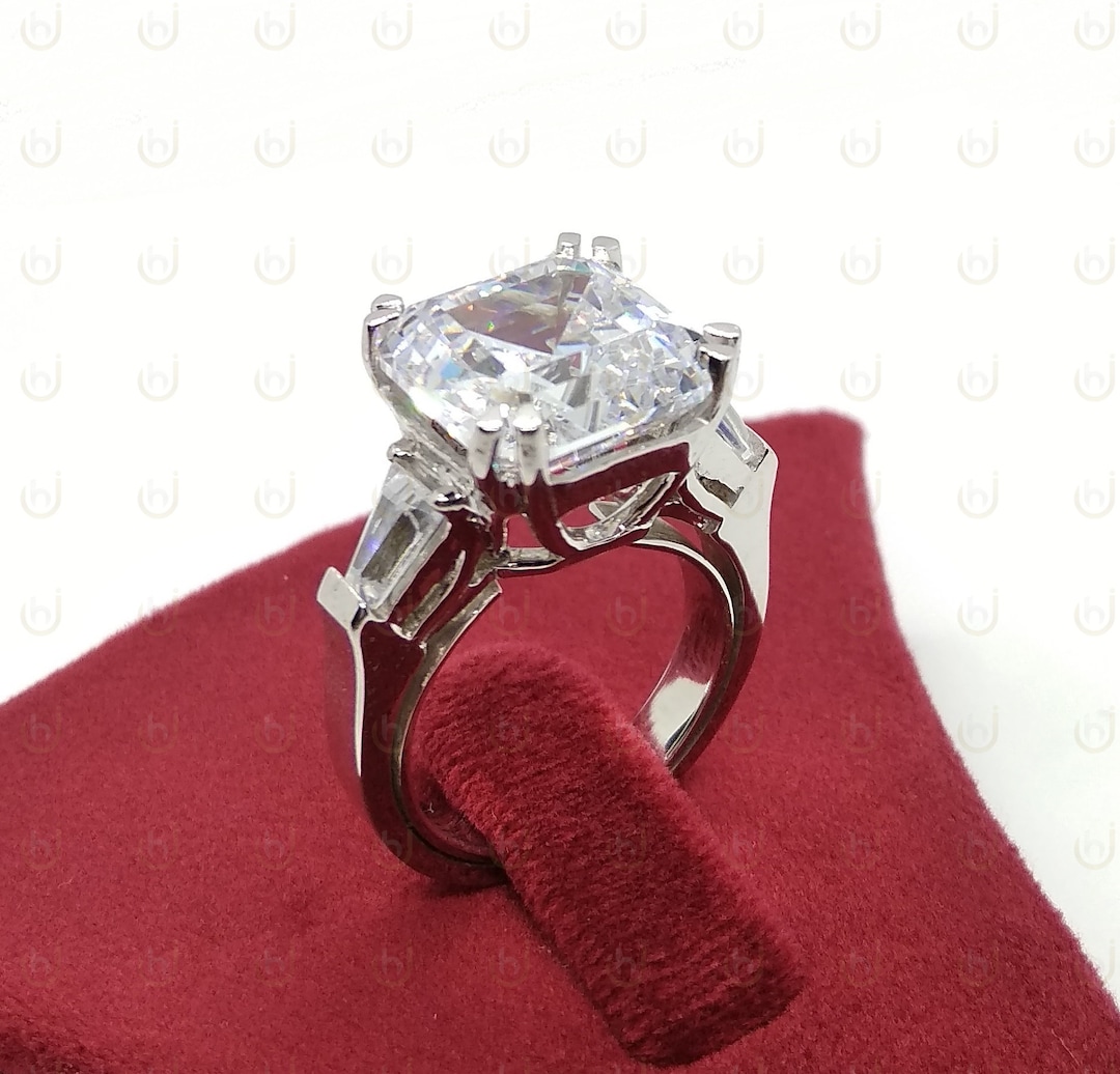 Ct Big Asscher Cut Engagement Ring in Solid 925 Sterling