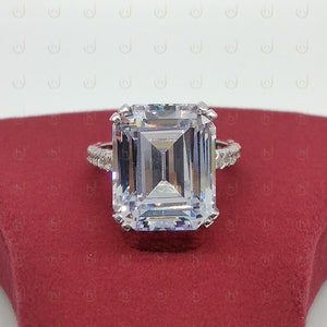 Solitaire 8 Ct White Emerald Cut Diamond Simulants Engagement Anniversary Ring In Solid 925 Sterling Silver, Solitaire Ring, Bridal Ring