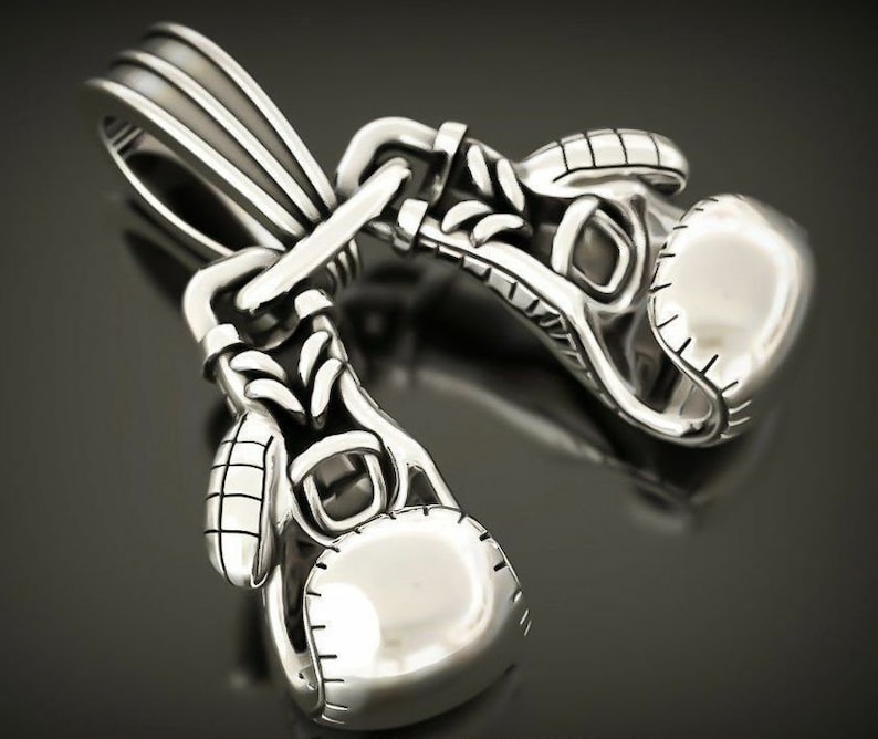 Boxing Gloves Pendant in 925 Sterling Silver Boxer Glove Charm Etsy