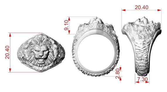 Lion Sterling Silver Men's Signet Ring, Lion 925 Silver Man Ring