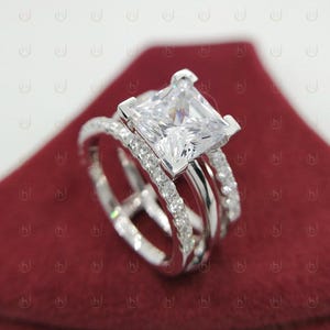 2.50 Ct Princess Moissanite Solitaire Enhance Wrap Guard Engagement Ring in 925 Sterling Silver Enhance and Wrap Band, Enhancer Ring For Her