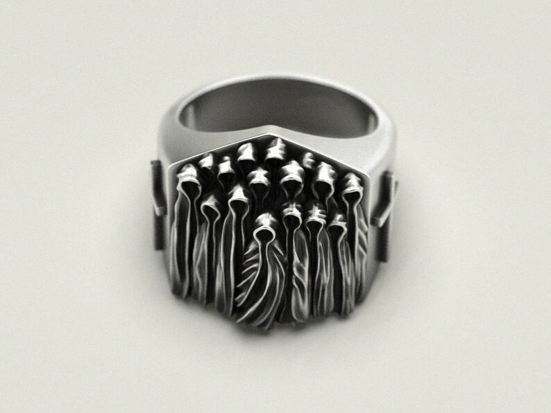 Heavy Unique Mens Creepy Ghost Ring Biker Ring Rider Ring in 925 ...