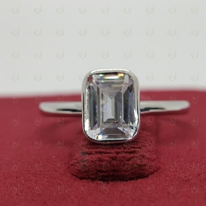 2.0 CT Emerald Cut Diamond Engagement Ring, Emerald Cut Solitaire Ring, Bezel Set Engagement Ring, Wedding Ring, Anniversary Ring Gift