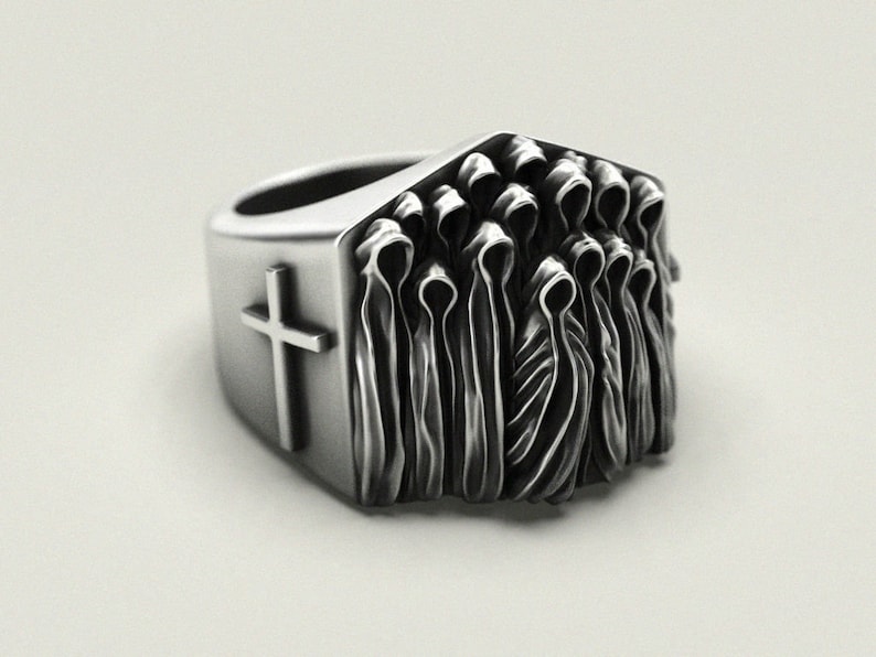 Heavy Unique Mens Creepy Ghost Ring Biker Ring Rider Ring in 925 ...
