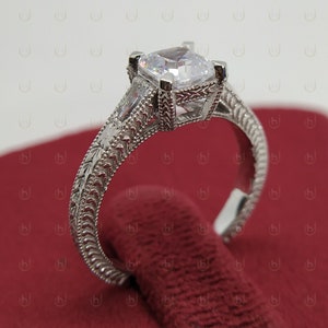 1.80 Karat Edwardian antiker Stil Diamant Verlobungsring Nachlass Diamant im Asscher Schliff Solitär Verlobungsring, Vintage Diamant Ring