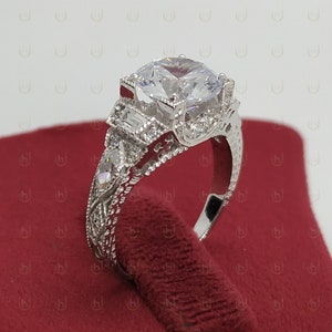 Vintage Engagement Ring For Women, Art Deco Style Ring, Diamond Ring, Estate Silver Ring, Sterling Silver, Antique Style Ring