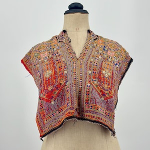 Vintage Afghan tribal dress panel, Tribal embroidery yoke neckpiece