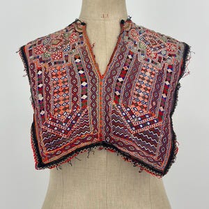 Vintage Afghan tribal dress panel, Tribal embroidery yoke neckpiece