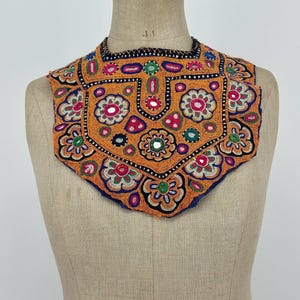 Vintage Afghan tribal dress panel, Tribal embroidery yoke neckpiece