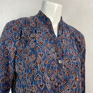 Organic Ladies Shirt Blouse Natural Dyes Hand Printed