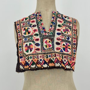 Vintage Afghan tribal dress panel, Tribal embroidery yoke neckpiece