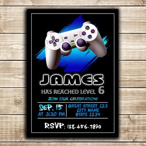 Invitation Bleue Invitation De Jeu Camion De Jeux Video Etsy