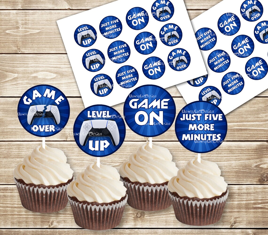 Video Game toppers Cupcake Toppers PS5 Gamer cupcake topper Etsy
