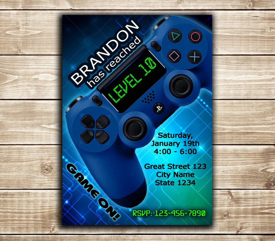 Video game invite Game truck invite Game invitation PS4 Etsy