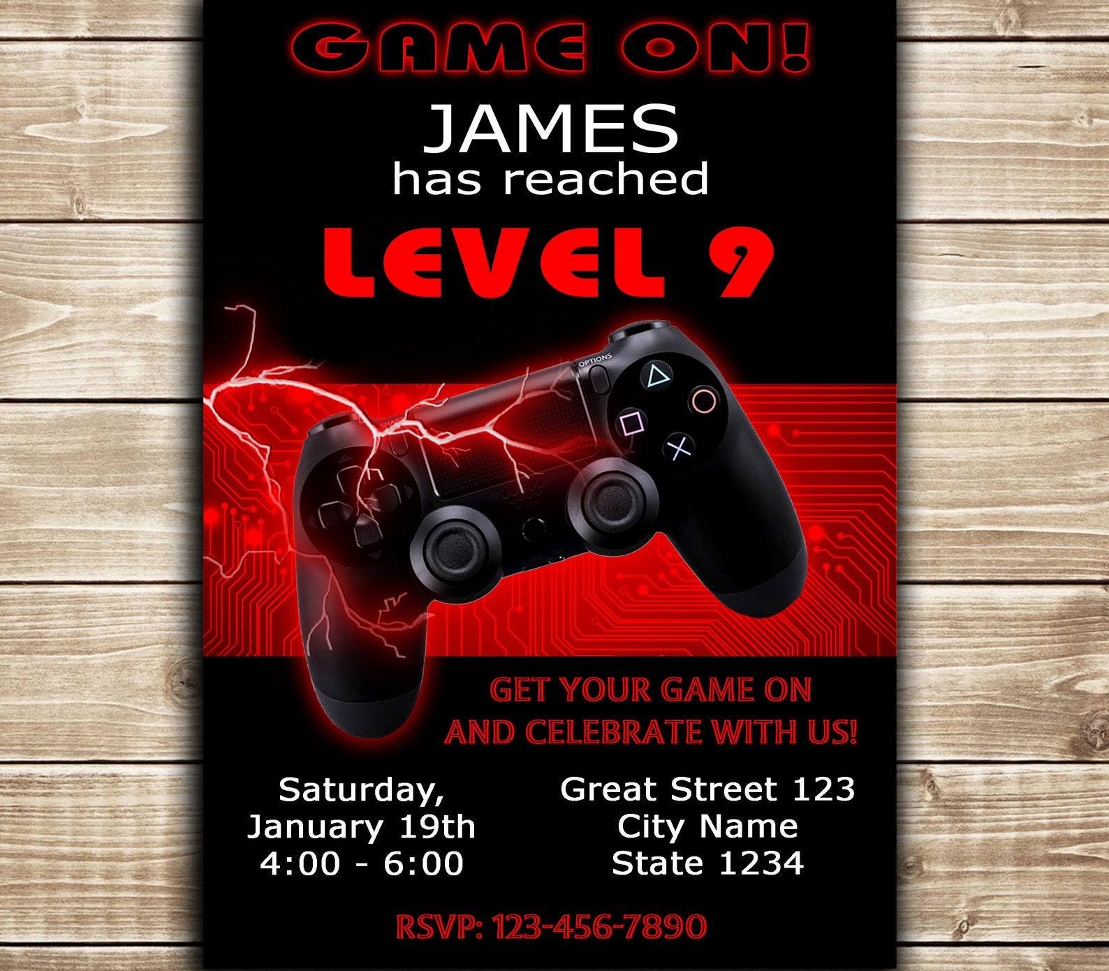Red xbox invitation Gaming invitation Video game truck Etsy