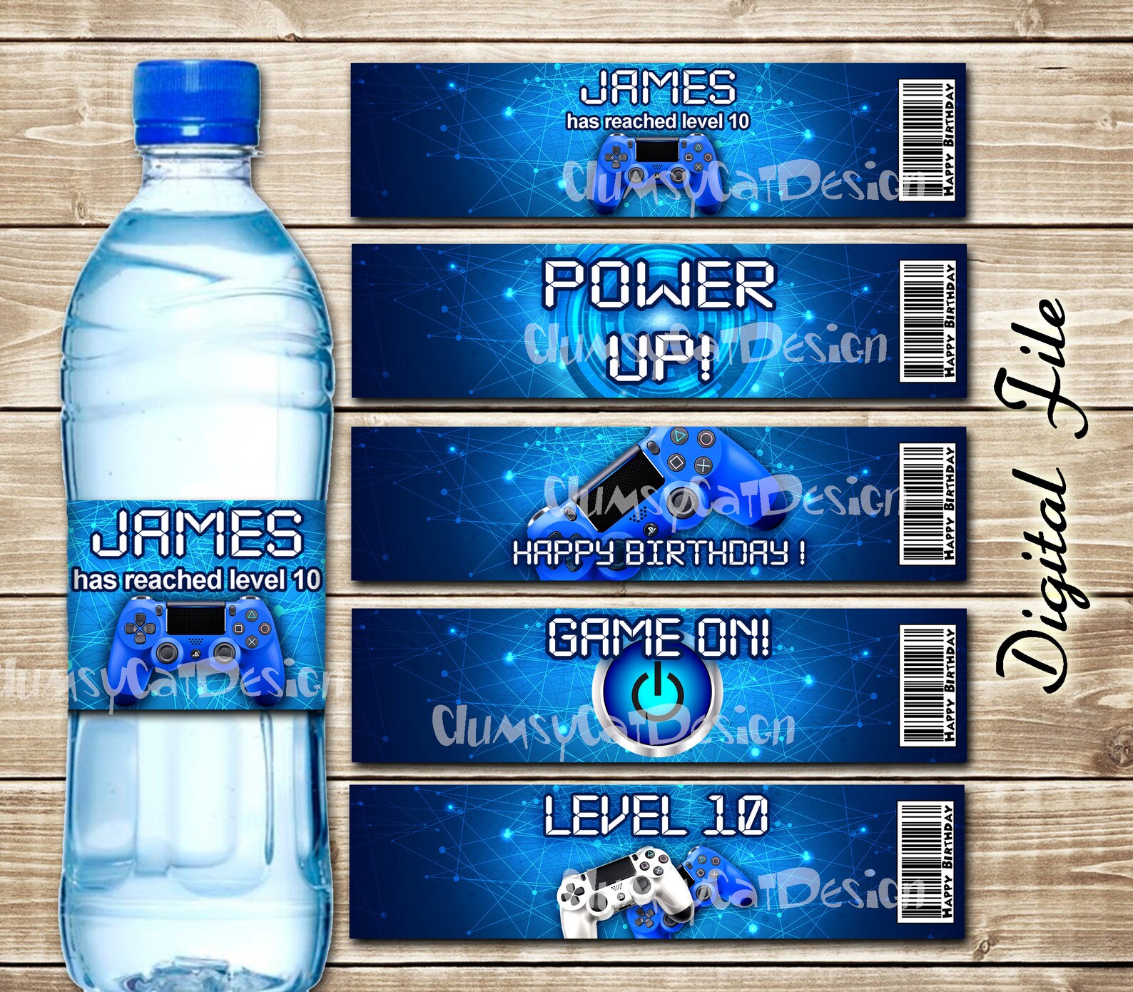Video game party Bottle label gamer Game controller PS Etsy