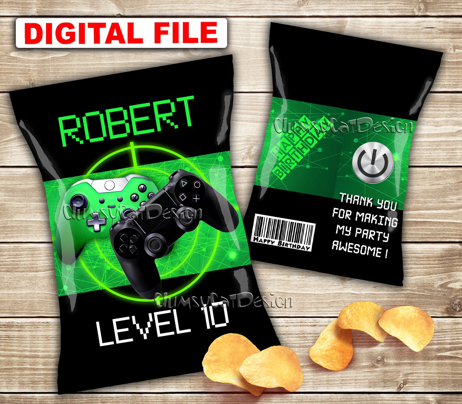 Gamer Party Chip Bag Video game chip bag Video game labels Etsy
