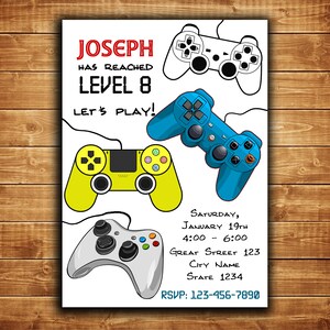 Invitation Bleue Invitation De Jeu Camion De Jeux Video Etsy