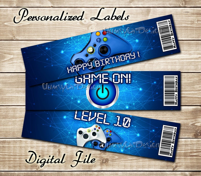 Video game party Bottle label gamer Game controller Water Etsy