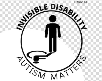 Niewidoczna świadomość niepełnosprawności - Ilustracja wektorowa PNG - Autism Matters - Grafika wektorowa, sylwetka osób niepełnosprawnych, symbol wózka inwalidzkiego