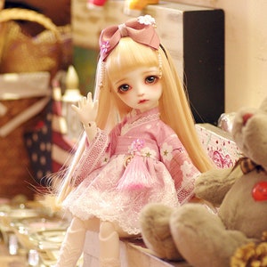 Lan Meow ==Peach Blossom Fairy== BJD Clothes for YOSD IMDA3.0 1/6 BJD Outfits Lolita Dresses Amelioration kimono