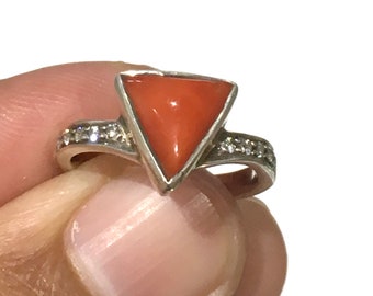 Natural Italian Red Coral Gemstone Ring 925 Solid Sterling Silver Ring Handmade Top Red Coral Stone Size 10x10 mm Gift Wedding Ring Jewelry