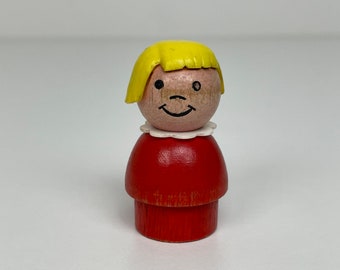 Vintage Fisher Price Little People Whoops Red Girl with Bad Hair Day, Extremely Rare, In Very Good Condition