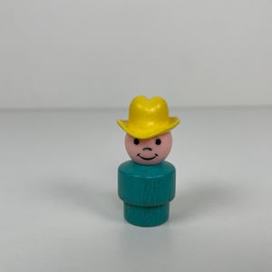Vintage Fisher Price Little People Farmer Boy With Turquoise Body, Extremely Rare, In Good Condition