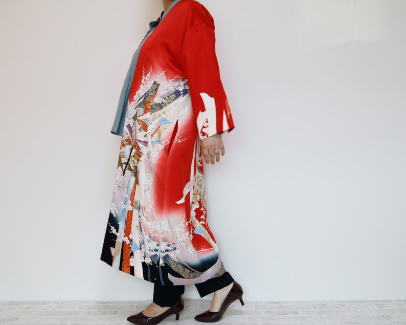 KIMONO Gown Coat upcycled from vintage Japanese Kimono image 8