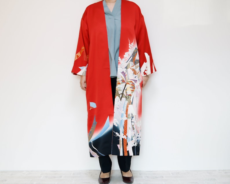 KIMONO Gown Coat upcycled from vintage Japanese Kimono image 6