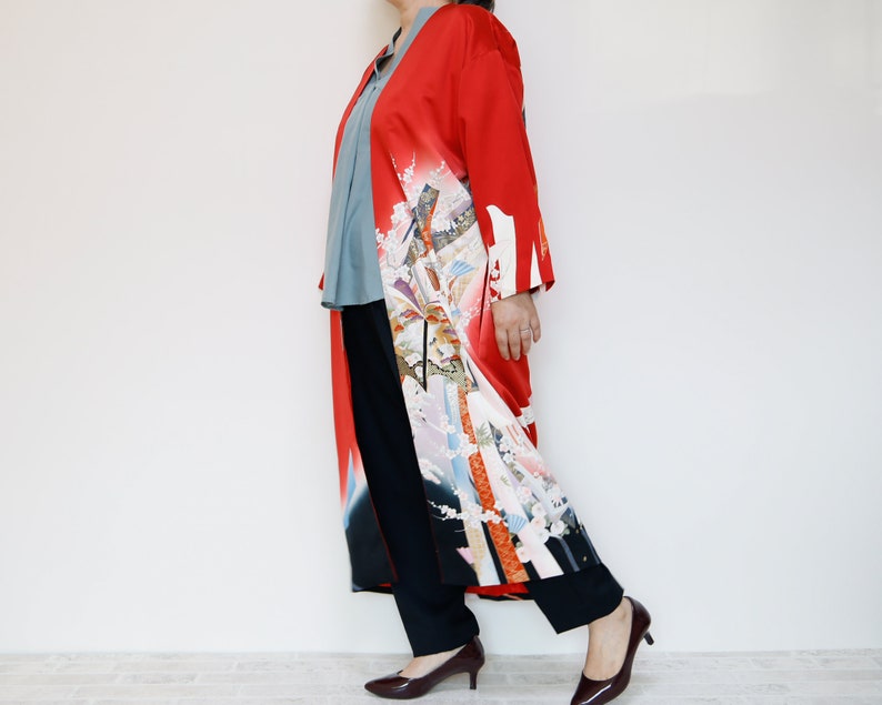 KIMONO Gown Coat upcycled from vintage Japanese Kimono image 10