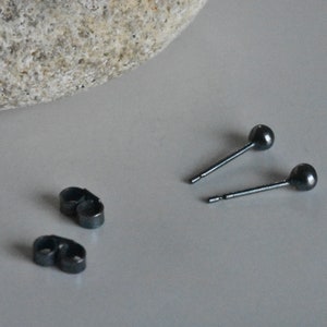 Oxidised Silver Micro Ball Studs image 3