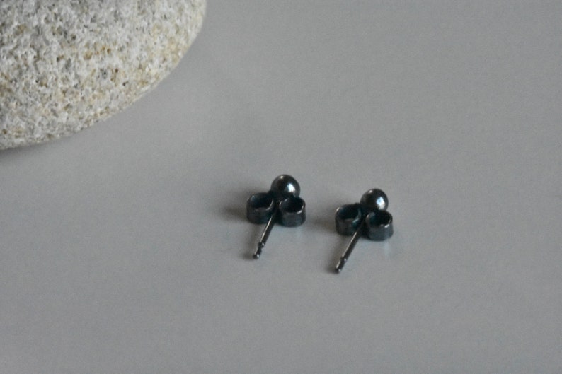 Oxidised Silver Micro Ball Studs image 2