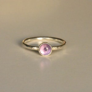 Dimple Textured Silver Stacking Ring with Amethyst Gemstone image 6