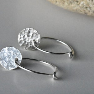 Chequer Textured Silver Coin Hoops image 3