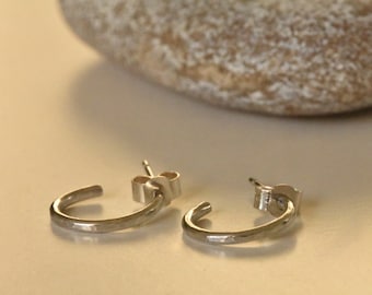 Dimple Textured Silver Hoops (Small)