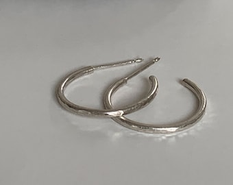 Dimple Textured Silver Hoops (Medium)