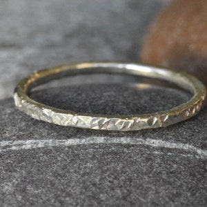 Chequer Textured Silver Stacking Ring image 1