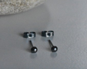 Oxidised Silver Micro Ball Studs