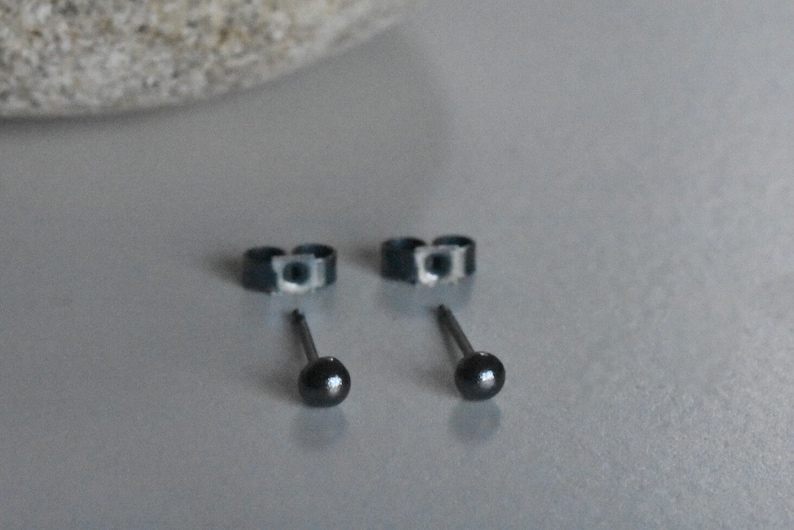 Oxidised Silver Micro Ball Studs image 1