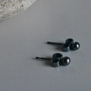 Oxidised Silver Micro Ball Studs image 4