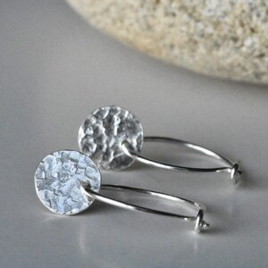 Chequer Textured Silver Coin Hoops image 2