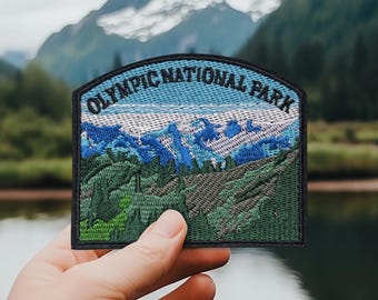 Patch Olympic National Park, geborduurde badge bergwandelen, opstrijkbare avonturenpatch, reispatch Wanderer Explorer, natuurpatch - P030