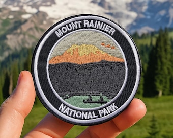 Patch Mount Rainier National Park, geborduurde badge bergwandelen, opstrijkbare avonturenpatch, reispatch Wanderer Explorer - P031