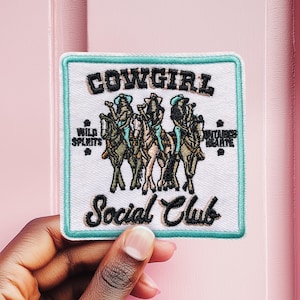 Travel patch, The Cowgirl Social Club patch yee haw patch, howdy patch cowgirl embroidered iron on patch, trucker hat patches - P020